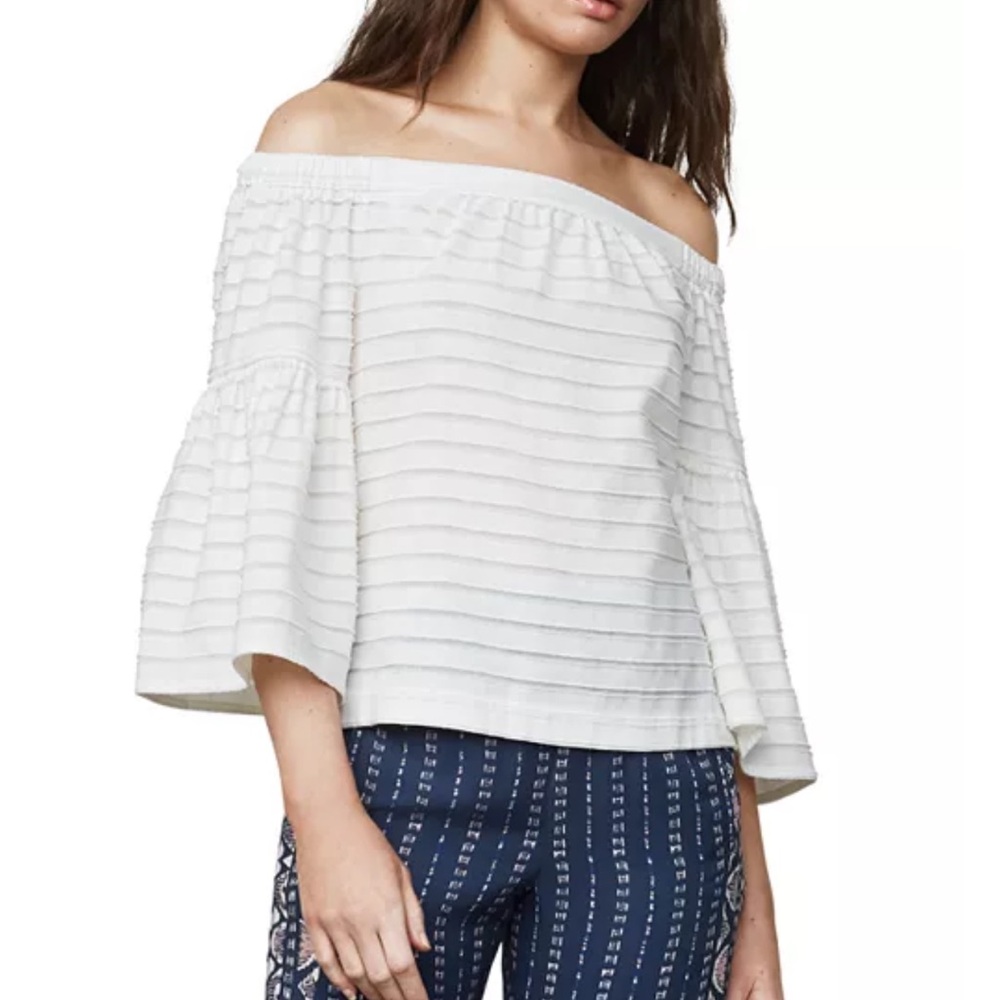 BCBGMAXAZRIA Eavan Off-the-Shoulder cream Bell-Sleeve Top small